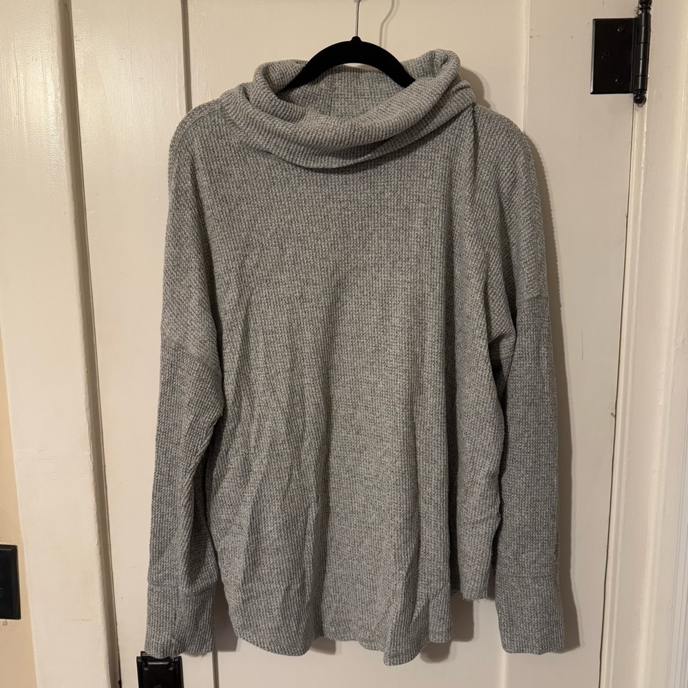 Time & Tru waffle knit loose cowl neck sweater